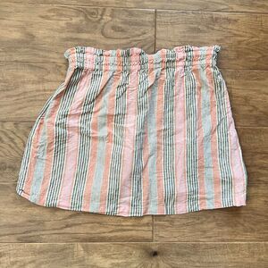 Free People Corfu Tube Top Size L Canyon Stripe Cotton-Linen Pink/White